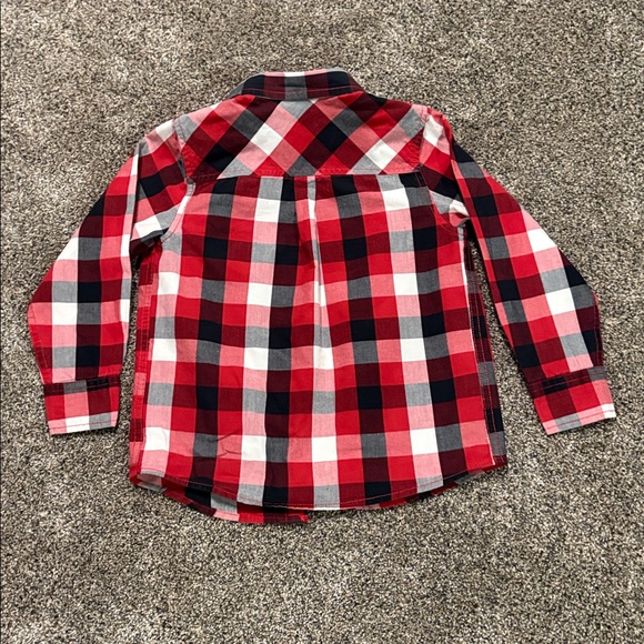 Boys Arizona Jeans Red Black White Long Sleeve Button Down Shirt Size 5 - Picture 3 of 4